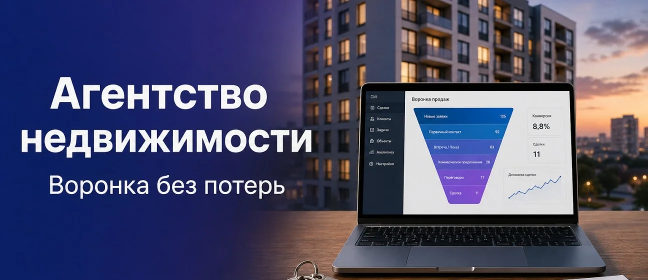 Агентство недвижимости: воронка сделок без «зависших» объектов