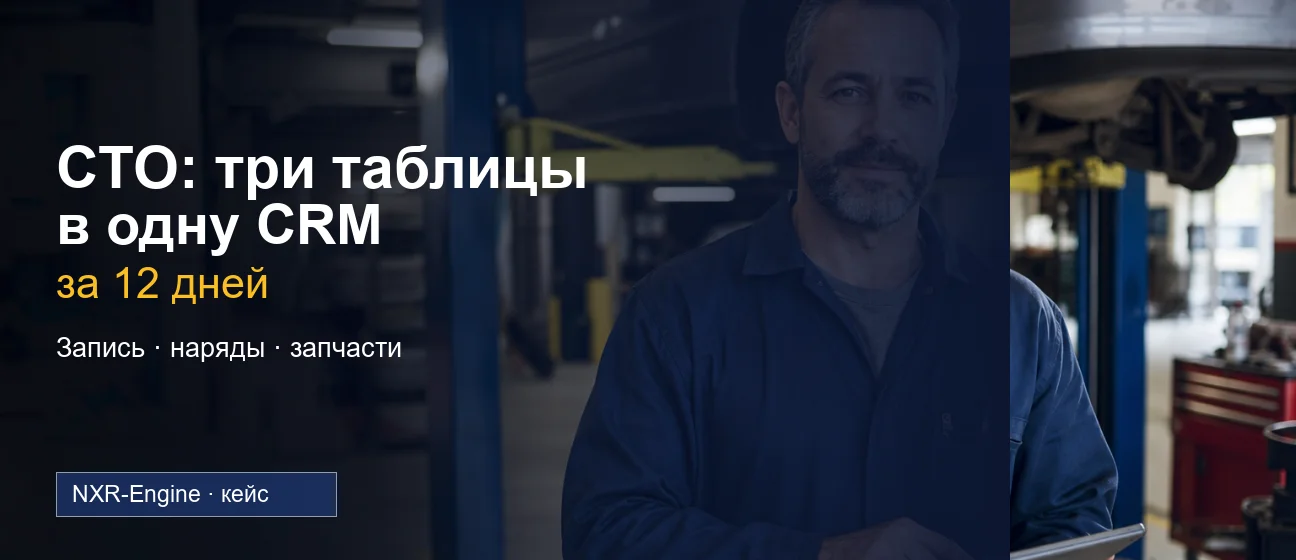 Кейс: СТО — три таблицы в одну CRM за 12 дней