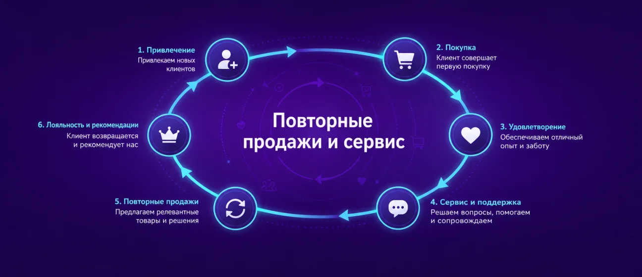 Повторные продажи и сервис в одной базе клиентов